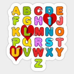 ABC Alphabet I Love You English Teacher Valentines Day Gift Sticker